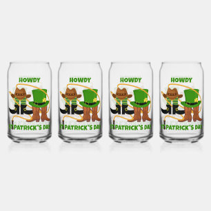 おもしろいハッピーSt patricks dayハウディーカウボーイ ガラス缶
