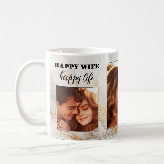 おもしろいハッ妻結婚金ゴールド芸術的のマグカップ コーヒーマグカップ (左)