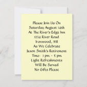 おもしろいハト鳥の人の退職のパーティの招待状 招待状 (裏面)