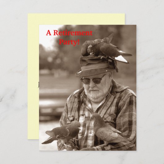 おもしろいハト鳥の人の退職のパーティの招待状 招待状 (正面/裏面)