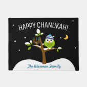 おもしろいハヌッカフクロウ&(ユダヤ教)メノラーパーティー ドアマット (正面)