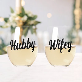 おもしろいハビー+ Wifeyスクリプ結婚トの新婚 ステムなしワイングラス