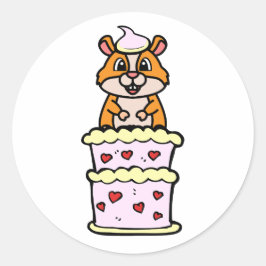 おもしろいハムスターがケーキから飛び出す ラウンドシール