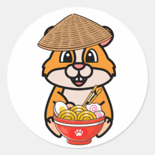おもしろいハムスターは食べ物麺の麺である ラウンドシール