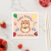 おもしろいハムスター誕生日プールパーティー スタンダードカクテルナプキン (インサイチュ)