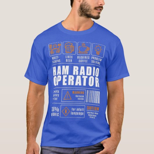 おもしろいハム笑わされるアマチュアラジオ Tシャツ (正面)