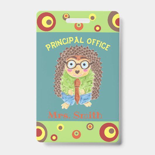 おもしろいハリネズミ校長のオフィス峠 バッジ (表面)