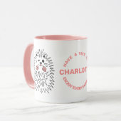 おもしろいハリネズミ。いい日を過ごして名前を言いなさい マグカップ (正面左)