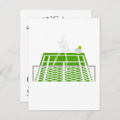 おもしろいハロウィンのスケルトンの頭がテニスをプレイ 招待状 (正面/裏面)