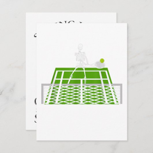 おもしろいハロウィンのスケルトンの頭がテニスをプレイ 招待状 (正面/裏面)