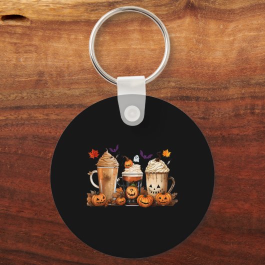 おもしろいハロウィンカボチャラテコーヒー秋Wome キーホルダー (正面)