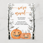 おもしろいハロウィンカボチャ私たちは変更アドレスを移動した 案内ポストカード (正面)