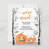 おもしろいハロウィンカボチャ私たちは変更アドレスを移動した 案内状 (正面)