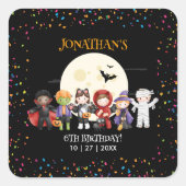 おもしろいハロウィンキッズ衣装バースデーパーティー スクエアシール (正面)