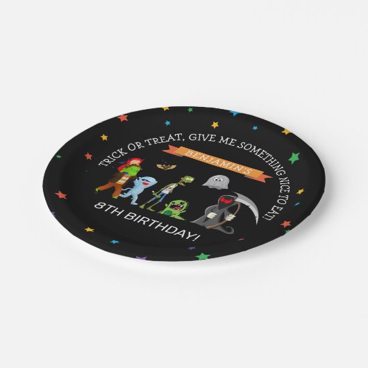 おもしろいハロウィンキッズ衣装バースデーパーティー ペーパープレート (アングル)