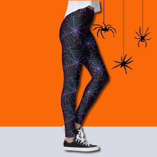 おもしろいハロウィンスパイダーウェブパターンレギンス レギンス