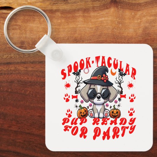 おもしろいハロウィンドッグパンプキンデザインfor Pets! キーホルダー (正面)