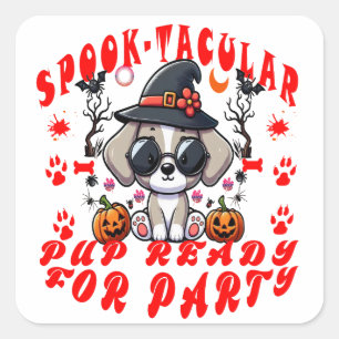 おもしろいハロウィンドッグパンプキンデザインfor Pets! スクエアシール