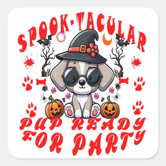 おもしろいハロウィンドッグパンプキンデザインfor Pets! スクエアシール (正面)