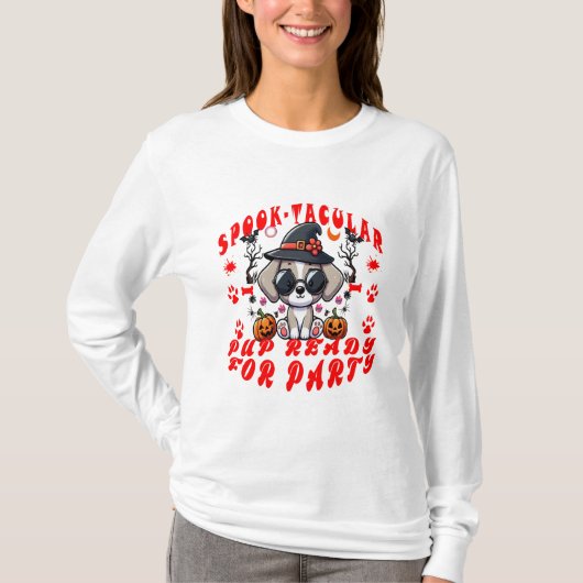 おもしろいハロウィンドッグパンプキンデザインfor Pets! Tシャツ (正面)