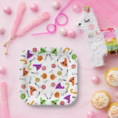 おもしろいハロウィンパターン（の模様が）ある ペーパープレート (パーティー)