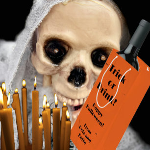 おもしろいハロウィンパーソナライズされたナイトトリックまたはドリンク! ワインギフトバッグ