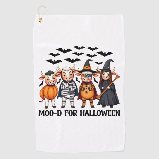 おもしろいハロウィンモー用ハイランドカウド ゴルフタオル (正面)