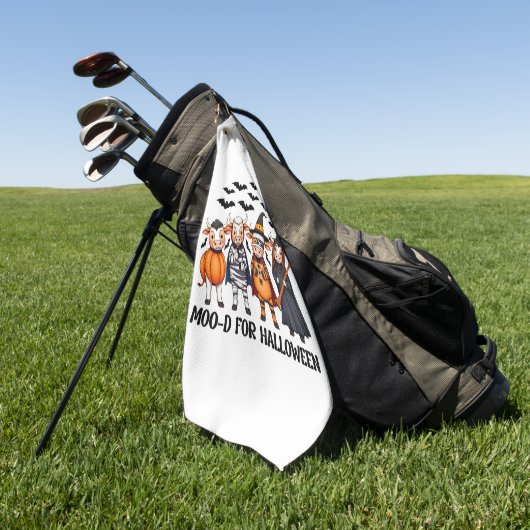 おもしろいハロウィンモー用ハイランドカウド ゴルフタオル (グリーン)