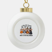 おもしろいハロウィンモー用ハイランドカウド セラミックボールオーナメント (正面)