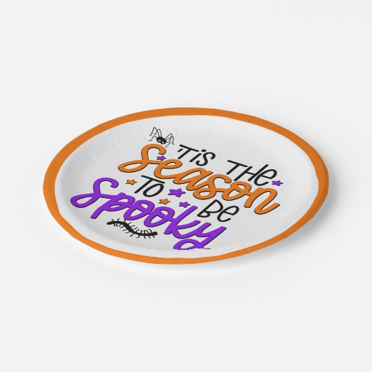 おもしろいハロウィン不気味引用文オレンジパープルパーティー ペーパープレート (アングル)