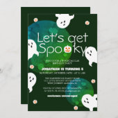 おもしろいハロウィン不気味誕生日キッズパーティーを取得する 招待状 (正面/裏面)