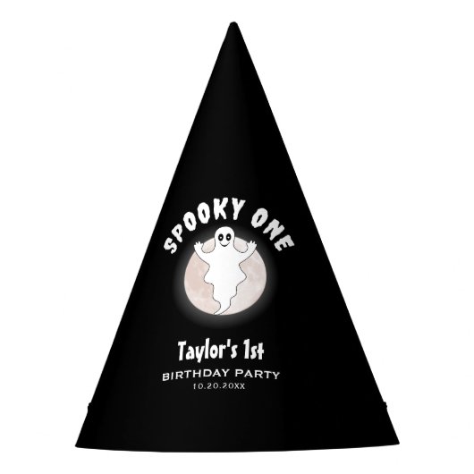 おもしろいハロウィン幽霊不気味ワン最初の1歳の誕生日 パーティーハット (正面)