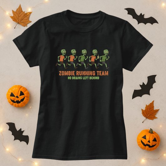 おもしろいハロウィン走ゾンビのティー;脳離れなし Tシャツ