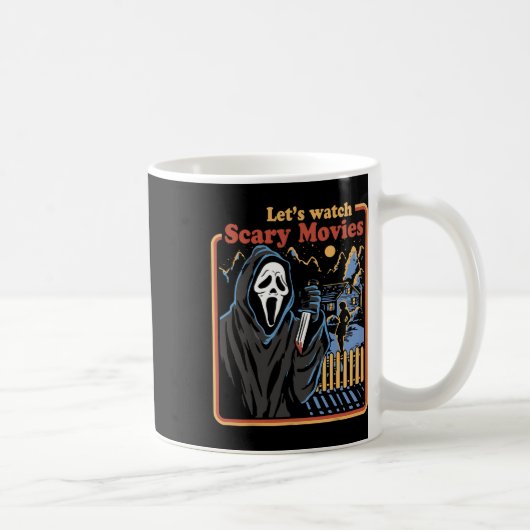 おもしろいハロウィーンでホラー映画を見よう幽霊 コーヒーマグカップ (右)