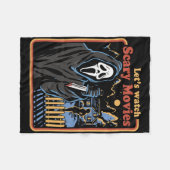 おもしろいハロウィーンでホラー映画を見よう幽霊 フリースブランケット (正面(横))