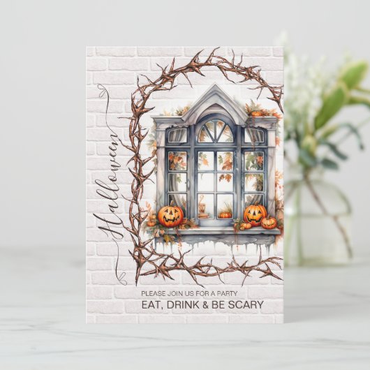 おもしろいハロウィーンの衣装パーティの招待状 招待状 (スタンド正面)