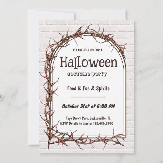 おもしろいハロウィーンの衣装パーティの招待状 招待状 (裏面)