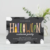 おもしろいハロウィーンの衣装パーティー 招待状 (スタンド正面)