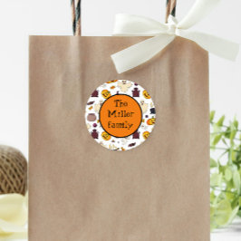 おもしろいハロウィーンイラストパーソナライズされたモノグラム ラウンドシール