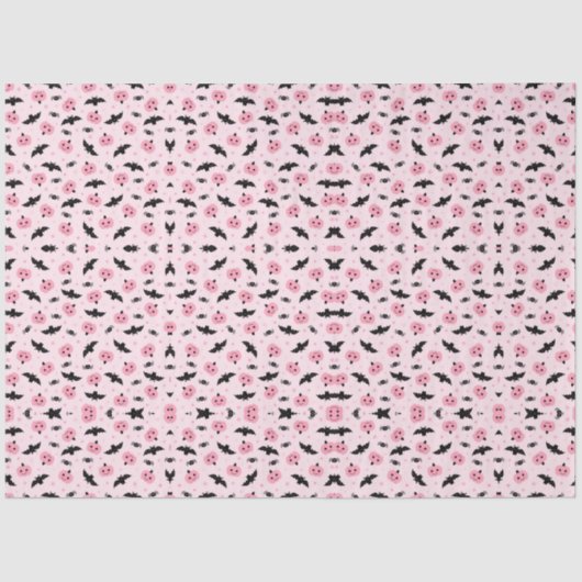 おもしろいハロウィーンカボチャとこうもりパターン 薄葉紙 (正面)