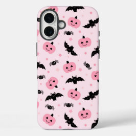 おもしろいハロウィーンカボチャとこうもりパターン iPhone 16 PLUSケース