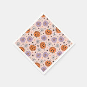 おもしろいハロウィーンカボチャと花のパターン スタンダードカクテルナプキン (角)