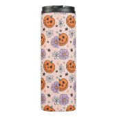 おもしろいハロウィーンカボチャと花のパターン タンブラー (裏面)
