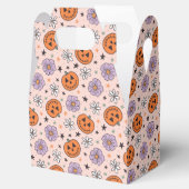 おもしろいハロウィーンカボチャと花のパターン フェイバーボックス (オープン)