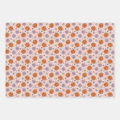 おもしろいハロウィーンカボチャと花のパターン ラッピングペーパーシート (正面2)