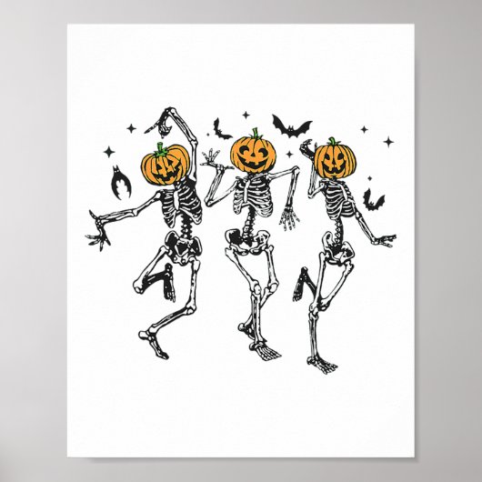 おもしろいハロウィーンカボチャ踊りスケルトン衣装Wom ポスター (正面)