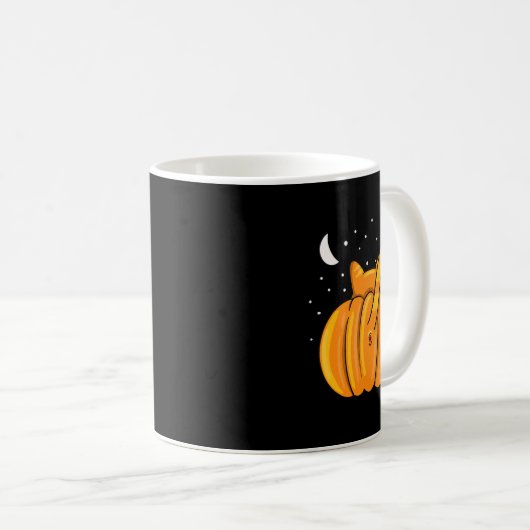 おもしろいハロウィーンキャットお尻パンプキンオレンジタブ コーヒーマグカップ (正面右)