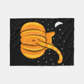 おもしろいハロウィーンキャットお尻パンプキンオレンジタブ フリースブランケット (正面(横))