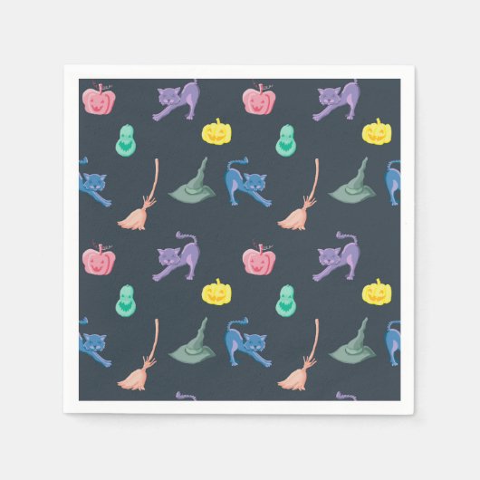 おもしろいハロウィーンキャラクター、ハローウィンパーティ スタンダードカクテルナプキン (正面)