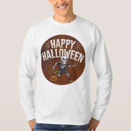 おもしろいハロウィーンスケルトンサッカーTシャツデザイン Tシャツ
